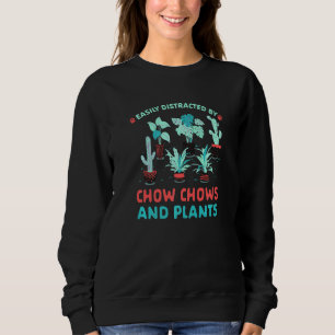 Camiseta Facilmente Distraído Por Chow Chows E Plantas Chow