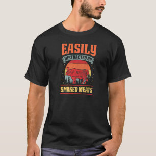 Camiseta Facilmente Distraído Por Churrasco De Carnes Defum