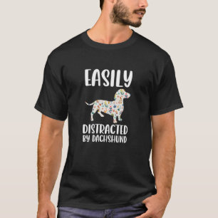 Camiseta Facilmente Distraído Por Dachshund Doxie Weiner Fl