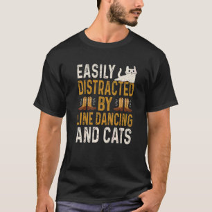 Camiseta Facilmente Distraído Por Dança De Linha E Gatos D