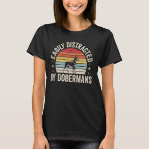 Camiseta Facilmente Distraído Por Dobermans Doberman Engraç