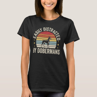 Camiseta Facilmente Distraído Por Dobermans Doberman Engraç