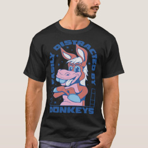 Camiseta Facilmente Distraído Por Donkeys Donkey Mini Horse