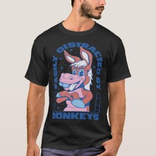 Camiseta Facilmente Distraído Por Donkeys Donkey Mini Horse