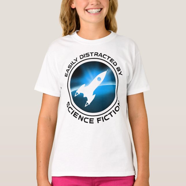 Camiseta Facilmente Distraído Por Ficção Científica (Frente)