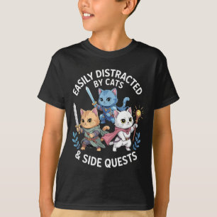 Camiseta Facilmente Distraído Por Gatos &amp; Missões Paral