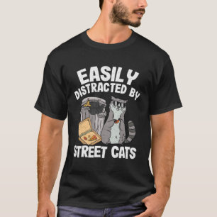 Camiseta Facilmente Distraído Por Gatos De Rua Guaxinim 17