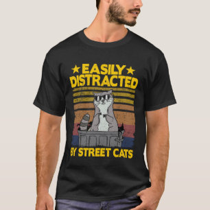 Camiseta Facilmente Distraído Por Gatos De Rua Guaxinim 6