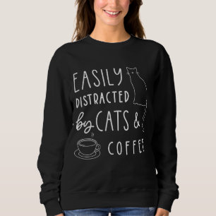 Camiseta Facilmente Distraído Por Gatos E Café Engraçado Ca