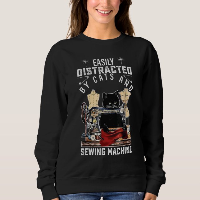 Camiseta Facilmente Distraído Por Gatos E Comprimidos De Má (Frente)