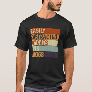 Camiseta Facilmente distraído por gatos e rãs, Amante de ga