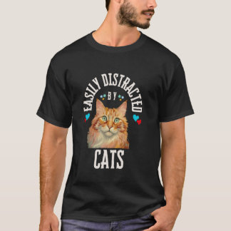 CAMISETA FACILMENTE DISTRAÍDO POR GATOS EU AMO GATOS