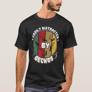 Camiseta Facilmente Distraído Por Gecko Funny Gecko Reptile