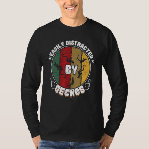 Camiseta Facilmente Distraído Por Gecko Funny Gecko Reptile