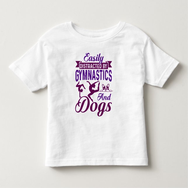 Camiseta Facilmente Distraído Por Ginástica e Cães (Frente)