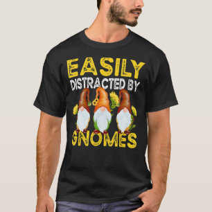 Camiseta Facilmente Distraído Por Gnomos Girassol Jardinage
