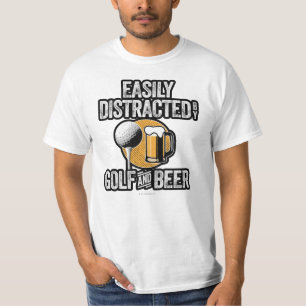 Camiseta Facilmente Distraído por Golfe e Cerveja