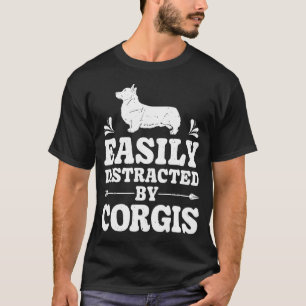 Camiseta Facilmente Distraído Por Homens De Cachorro Corgis