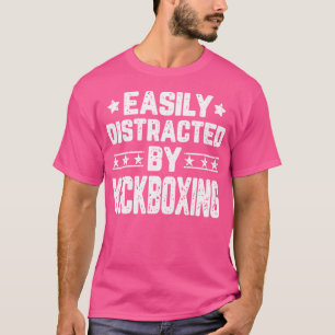 Camiseta Facilmente Distraído Por Kickboxing Engraçado Kick
