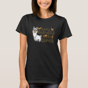 Camiseta Facilmente Distraído Por Lhamas Animal Fofo  Para 