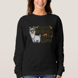 Camiseta Facilmente Distraído Por Lhamas Animal Fofo  Para 