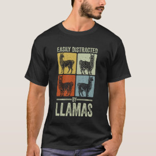 Camiseta Facilmente Distraído por Lhamas Engraçado Animal V