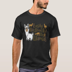 Camiseta Facilmente Distraído Por Llamas Animal Fofo Para