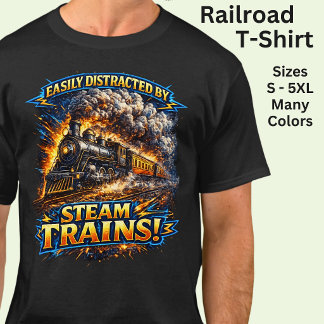 Camiseta Facilmente Distraído Por Locomotivas a Vapor