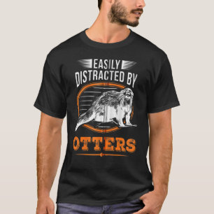 Camiseta Facilmente Distraído Por Lontras Peixes Lontra