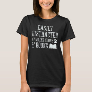 Camiseta Facilmente Distraído Por Luas E Livros De Maine