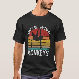 Camiseta Facilmente Distraído Por Macacos Shirts Vintage Mo