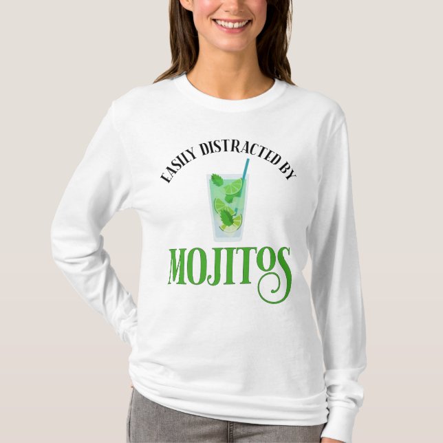 Camiseta Facilmente Distraído Por Mojitos (Frente)