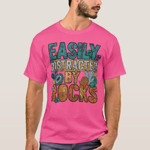 Camiseta Facilmente Distraído por Paleontólogo de Rochas Ge