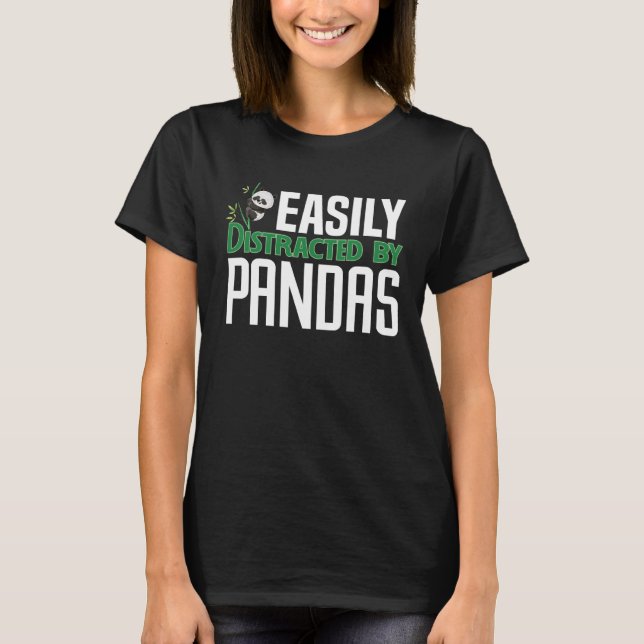 Camiseta Facilmente distraído por pandas (Frente)