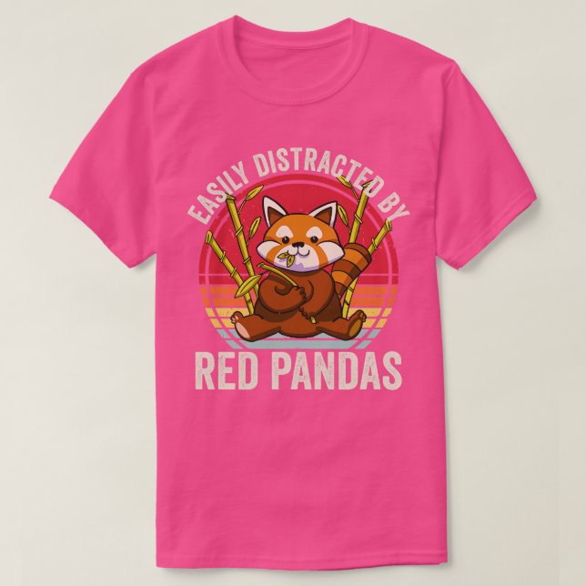 Camiseta Facilmente Distraído Por Pandas Vermelhas (Frente do Design)