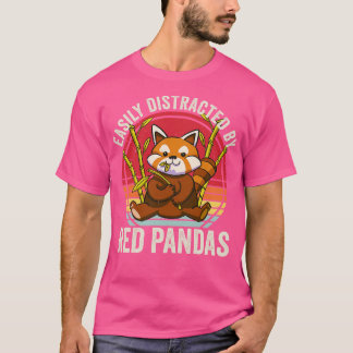 Camiseta Facilmente Distraído Por Pandas Vermelhas