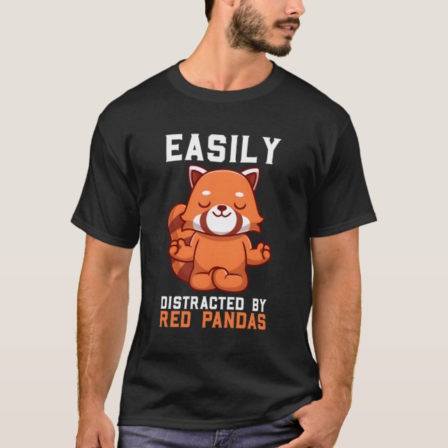 Camiseta Facilmente Distraído Por Pandas Vermelhas (Frente)