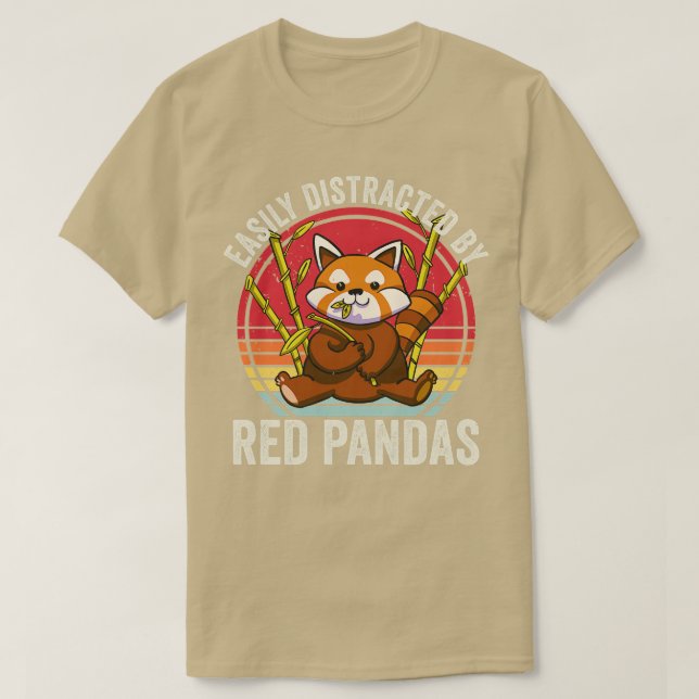 Camiseta Facilmente Distraído Por Pandas Vermelhas (Frente do Design)