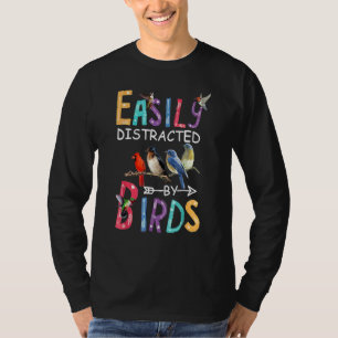 Camiseta Facilmente Distraído Por Pássaros Papagaio