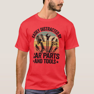 Camiseta Facilmente Distraído Por Peças De Carro Anls Fun M