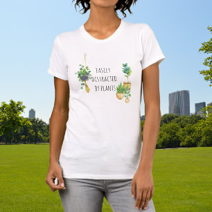 Camiseta Facilmente Distraído por Plantas Botânica Suspensa