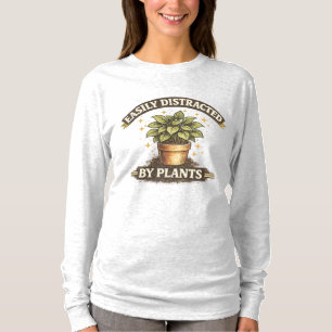 Camiseta Facilmente Distraído por Plantas Design Vintage Re