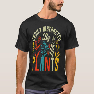 Camiseta Facilmente Distraído Por Plantas Diversão Vegan Cu