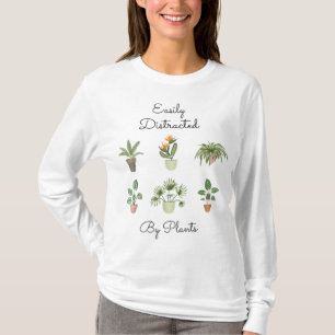 Camiseta Facilmente Distraido Por Plantas Engraçadas Garden