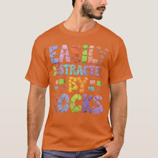 Camiseta Facilmente Distraído Por Rochas engraçado