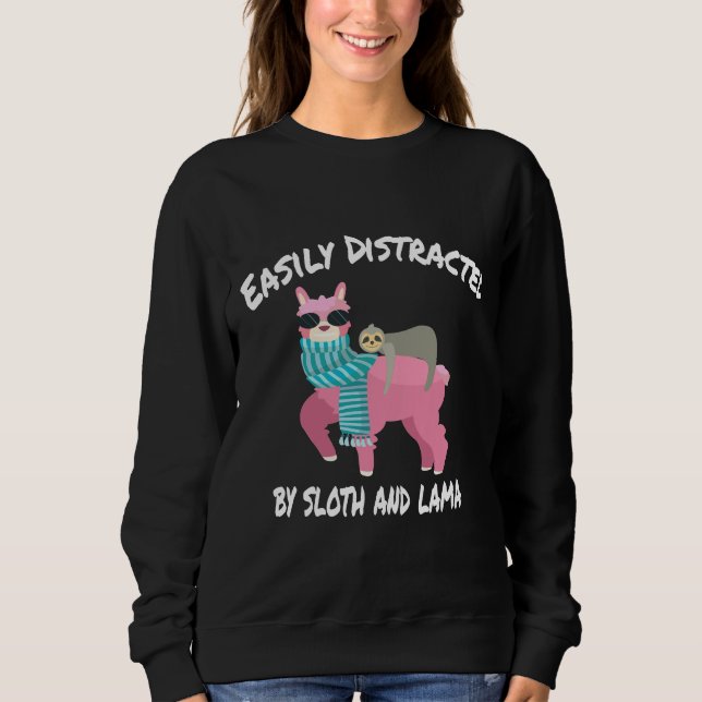 Camiseta Facilmente Distraído Por Sloth E Lama (Frente)