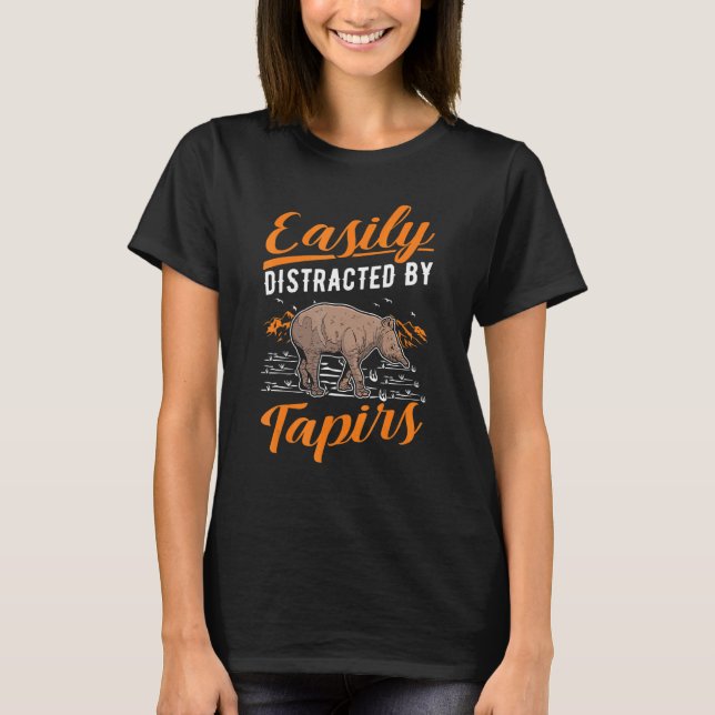 Camiseta Facilmente Distraído Por Tapirs (Frente)