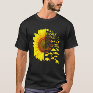 Camiseta Facilmente Distraído Por Tortoise Sunflower Lover