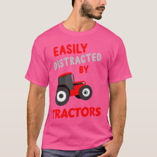 Camiseta Facilmente Distraído Por Tratores Trator Vermelho