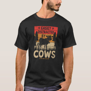 Camiseta Facilmente distraído por Vacas Colheita Fazenda Ce